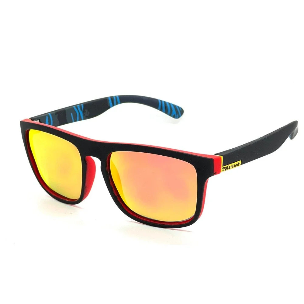 Mens Polarized Sport‎ Sunglasses Red Black Frame Orange Fire Mirror Lenses Beach